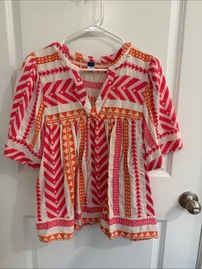 Old Navy Pink and Orange Patterned Tunic Top